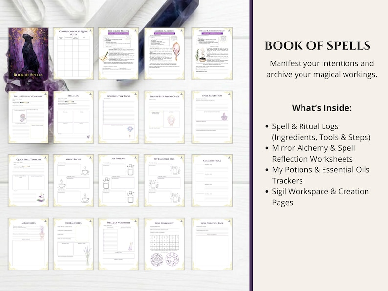 Witch Planner 2027 - 446-Page Grimoire Planner with Moon, Tarot, Runes, Spells and Sabbats, Hyperlinked PDF image 7