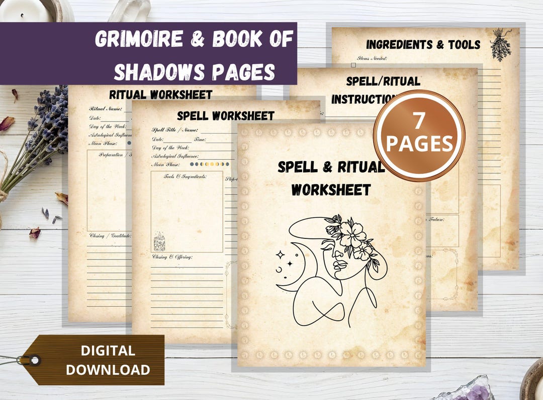 Spell and Ritual Templates Printable - Antique and Black & White ...