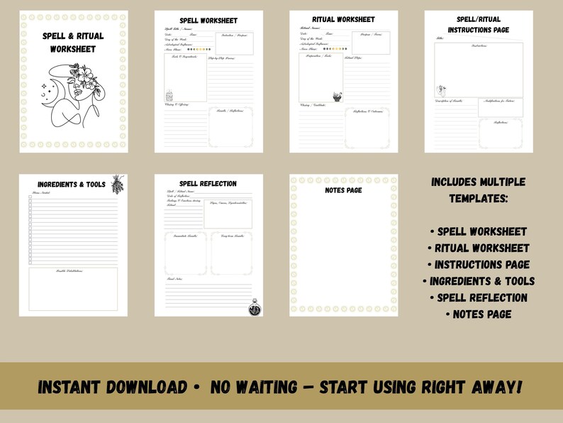 Savoring Rituals Worksheet Spell & Ritual Worksheets | Printable Grimoire and Book of Shadows ...