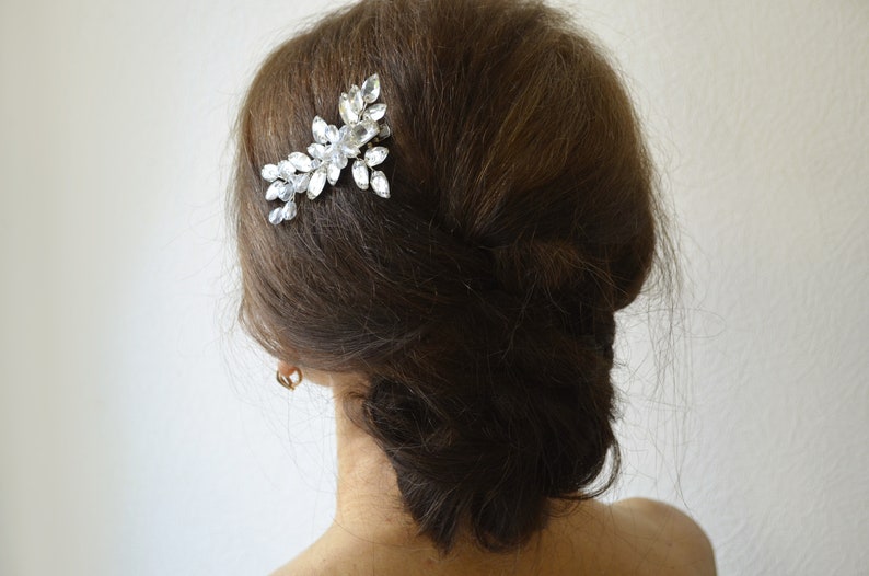 Simple delicate piece for short hair Hollywood waves clip Crystal bridal hair clip