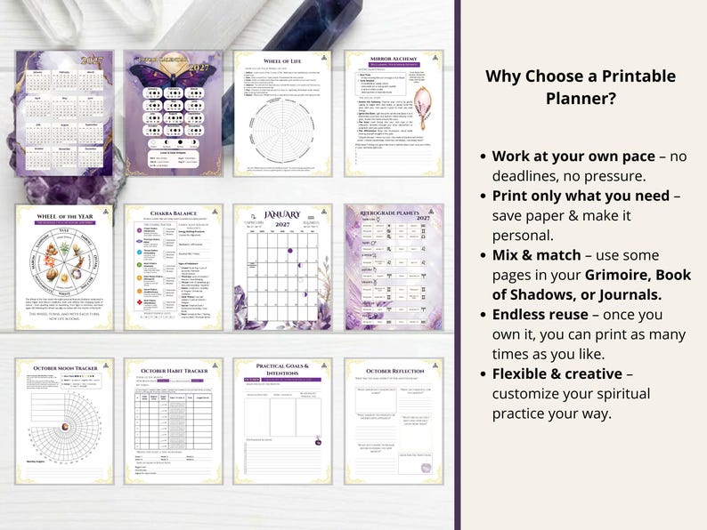 Witch Planner 2027 - 446-Page Grimoire Planner with Moon, Tarot, Runes, Spells and Sabbats, Hyperlinked PDF image 10