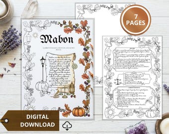 Mabon Coloring Pages: 7 Printable Grimoire Essentials & Blank Journaling Sheets