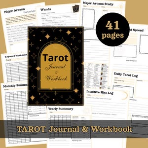 Tarot Journal & Arbeitsbuch - Tarot Legungen und Spickzettel - Druckbare Seiten - Tarot Planer Hexe, Grimoire, Orakel - Tägliches Kartenlesen