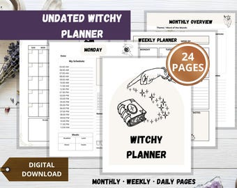 Witchy Planner Printable - Undated Monthly, Weekly and Daily Pages with Magical and Ritual Sections (PDF)