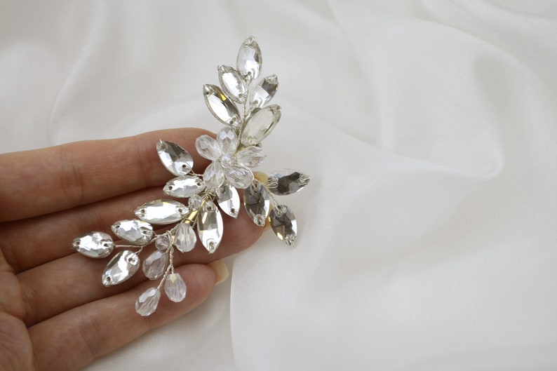 Simple delicate piece for short hair Hollywood waves clip Crystal bridal hair clip