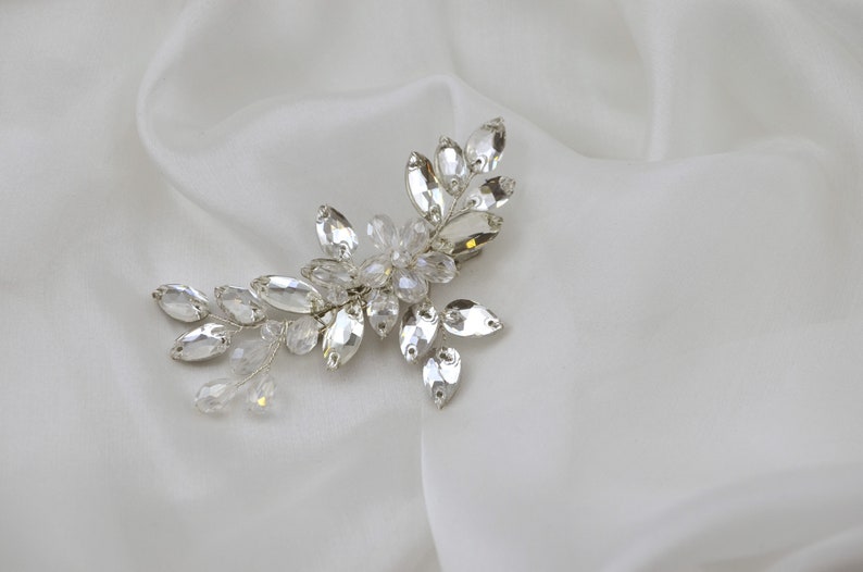 Simple delicate piece for short hair Hollywood waves clip Crystal bridal hair clip