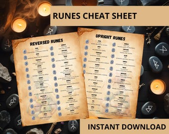 Runes Cheat Sheet | Elder Futhark Meanings | Printable Norse Divination Guide for Beginners |  Grimoire Pages PDF