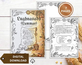 Páginas para colorir do Grimório de Lammas, Arte do Sabbat da Roda do Ano para imprimir, PDF