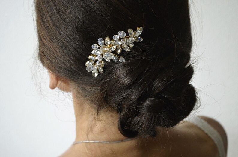 Rhinestone side hair comb for bride and bridesmaid Simple bridal hair piece Delicate back hairpiece