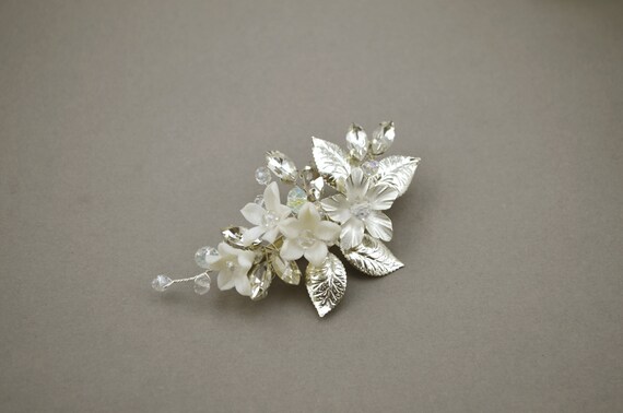 Simple delicate piece for short hair Hollywood waves clip Crystal bridal hair clip