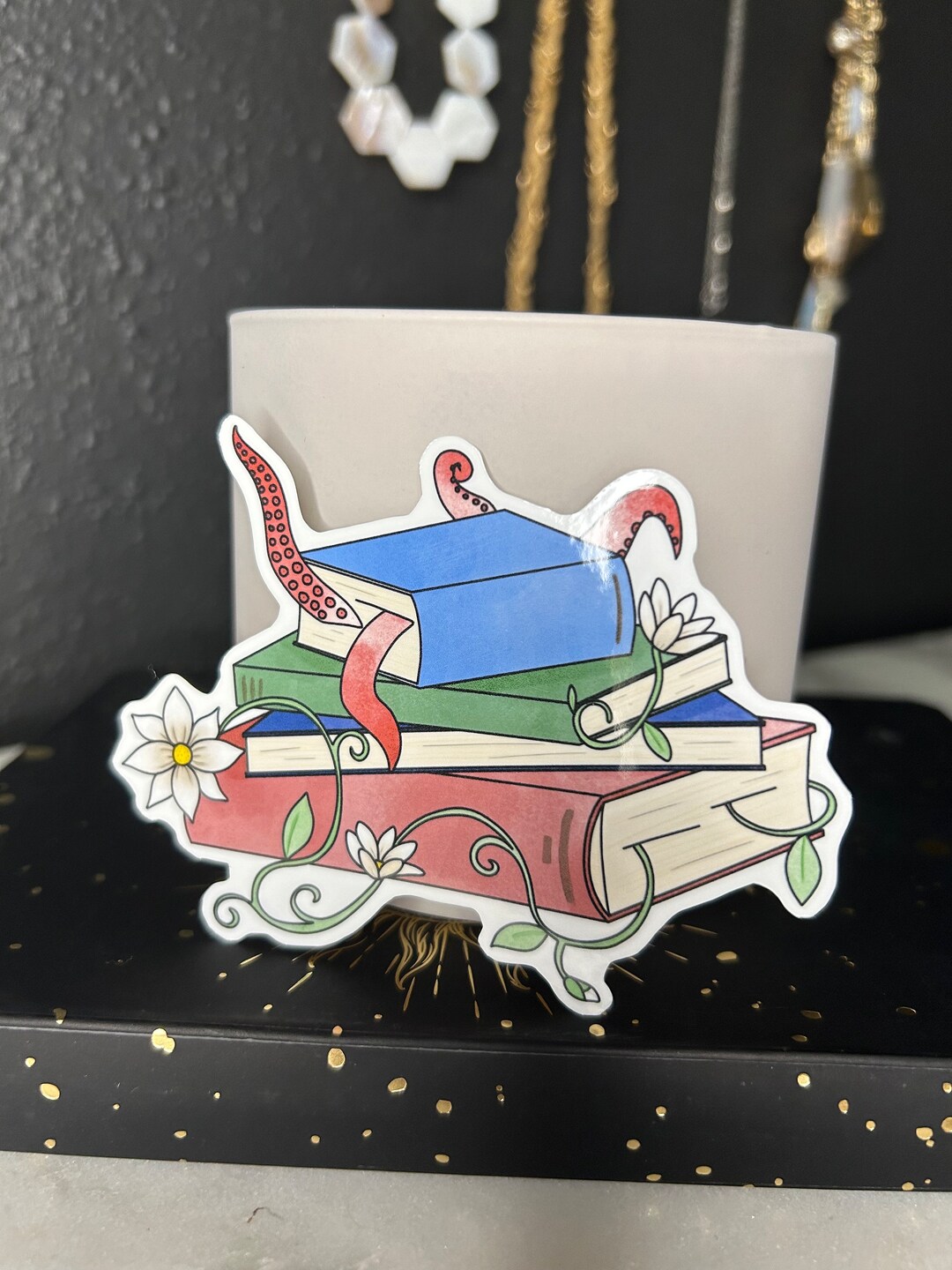 Glossy Stack of Books Sticker ~ Gifts ~ Journaling ~ Scrapbooking ...