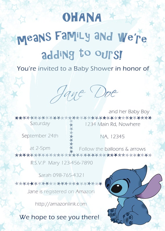 Editable Stitch Baby Shower Invitation Etsy