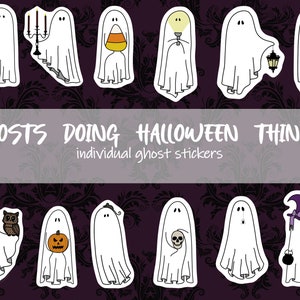 Ghosts Doing Halloween Things Stickers ~ Gifts ~ Journaling ~ Scrapbooking ~ Gothic ~ Collection ~ Witch ~ Book of Shadows ~ Laptop ~ Decal
