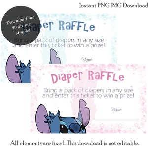 Stitch Baby Shower Diaper Raffle Tickets