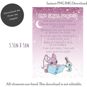 Angel from Lilo and Stitch Baby Shower Book Request Card