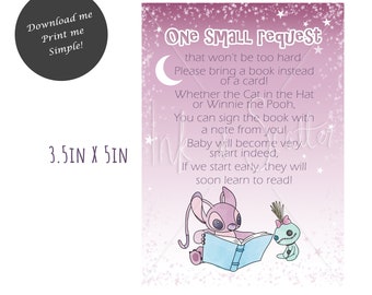 Angel from Lilo and Stitch Baby Shower Book Request Card