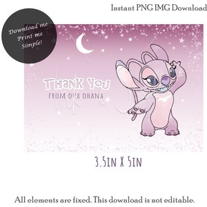 Angel from Lilo and Stitch Baby Shower Thank You Card