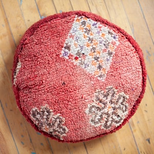 Stunning Faded Red Pouf, Moroccan Pouf, Floor cushion, Floor Pillow, Ottoman, 23&quot; x 8&quot;