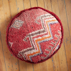 Zig Zag Pouf, Pink Pouf, faded pouf, Moroccan Pouf, Floor cushion, Ottoman, 23&quot; x 8&quot;