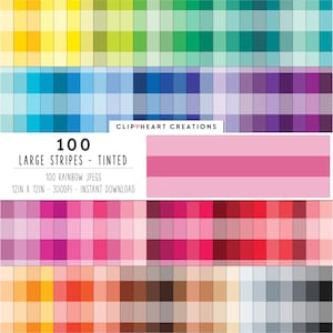 100 Striped Digital Paper Pack, Commercial Use Seamless Large Tinted Stripes Digital Papers, Striped Planner Paper