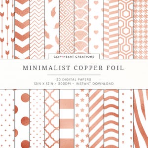 Copper Foil Pattern Papers Commercial Use Instant Download, Metallic Faux Copper Foil Patterns Paper Pack, Copper Digital Paper Pack