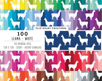100 Llamas Digital Paper, Commercial Use Seamless Llama Pattern Digital Papers, Alpaca Llama Scrapbooking Planner Paper Pack