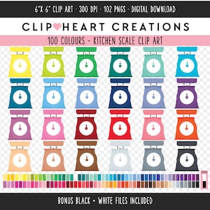 100 Kitchen Scale Digital Clip Art, Commercial Use Instant Download PNG Kitchen Scale Digital Clip Art, Rainbow Scale Planner Clipart