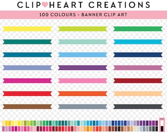 100 Ribbon Banner Digital Clip Art, Commercial Use Instant Download PNG Banner Digital Clip Art, Banner Planner Sticker Clip Art