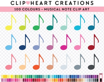 100 notas musicales Clip Art, uso comercial Descarga instantánea PNG Quaver Nota musical Clip Art digital, Nota musical Clip Art