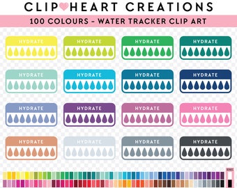 100 Water Tracker Clip Art, Commercial Use Instant Download PNG Water Tracker Digital Clip Art, Hydrate  Water Tracker Planner Clip Art