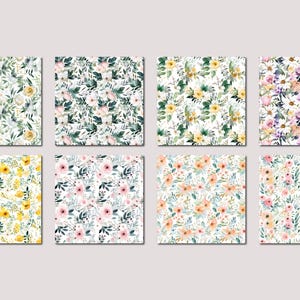 Spring Florals Watercolor Flowers Digital Papers, Seamless Commercial Use Instant Download Spring Flowers Digital Scrapbooking Papers image 9
