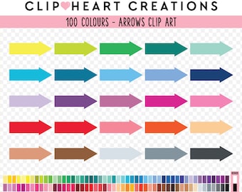 100 Arrow Clip Art, Commercial Use Instant Download PNG Arrows Digital Clip Art, Rainbow Arrow Planner Digital Clipart