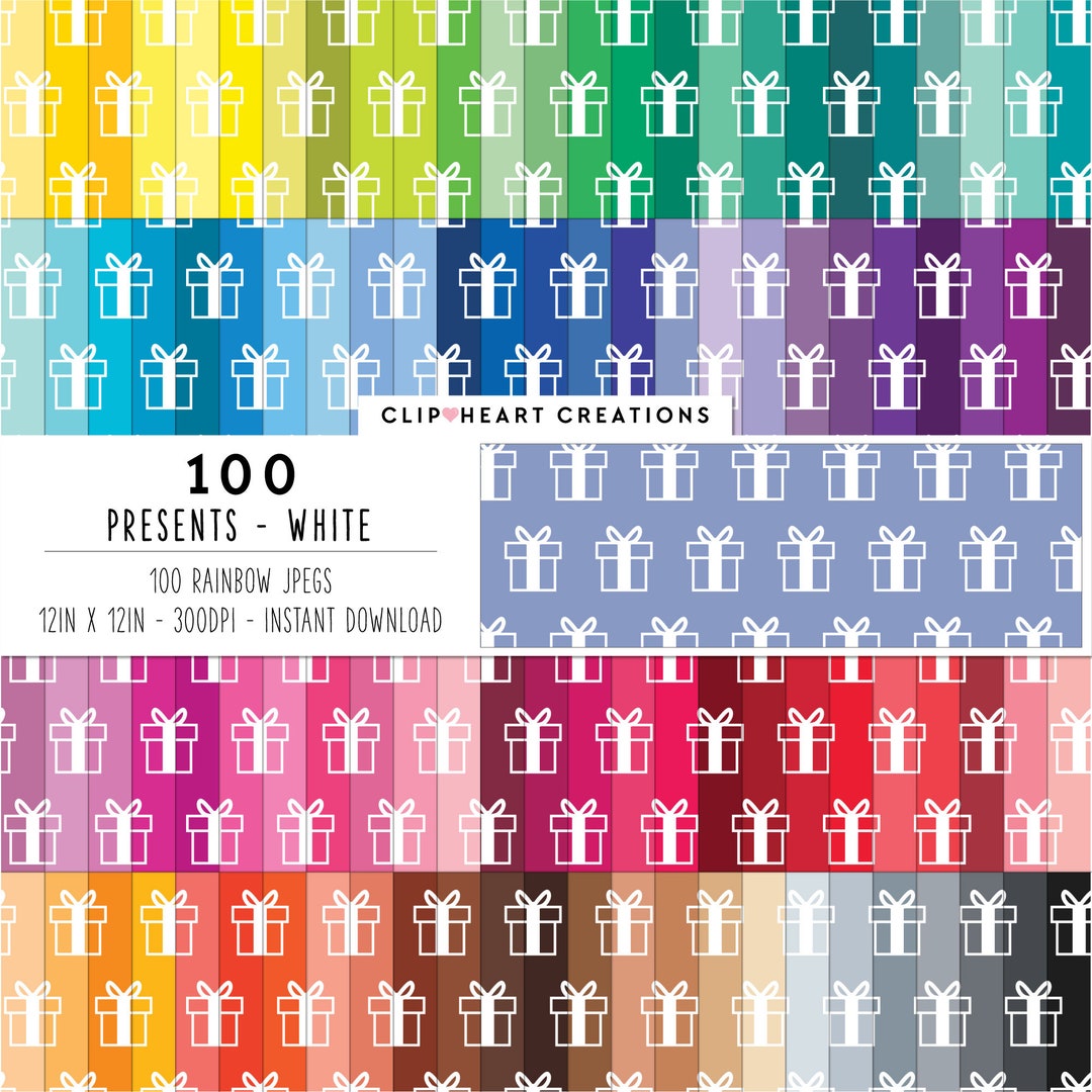 100 Presents Pattern Digital Paper, Commercial Use Instant Download ...