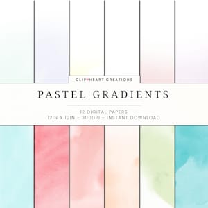 Pastel Ombre Watercolor Digital Papers, Commercial Use Instant Download Watercolour Digital Paper, Pastel Digital Paper, Watercolor Paper