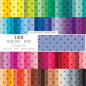 100 Polka Dot Digtial Paper, Commercial Use Instant Download Seamless Polka Dotted Digital Paper, Polka Dots Planner Paper