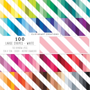 100 Stripes Digital Paper Pack, Commercial Use Instant Download Seamless White Striped Pattern Digital Papers, Thick Striped Planner Paper
