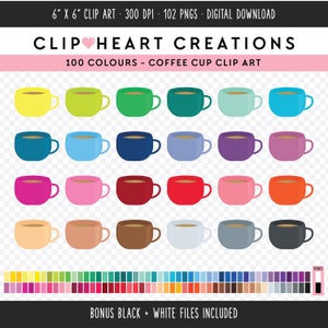 100 Coffee Cup Clip Art, Commercial Use Instant Download PNG Coffee Digital Clip Art, Coffee Cup Planner Digital Clipart