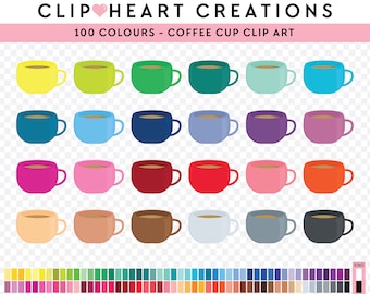 100 Clip Art de taza de café, uso comercial Descarga instantánea PNG Café Digital Clip Art, Planificador de taza de café Imágenes prediseñadas digitales