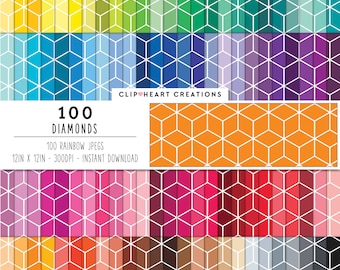 100 Geometric Pattern Digital Papers, Commercial Use Instant Download Diamond Pattern Digital Paper Pack, Geometric Scrapbook Planner Paper