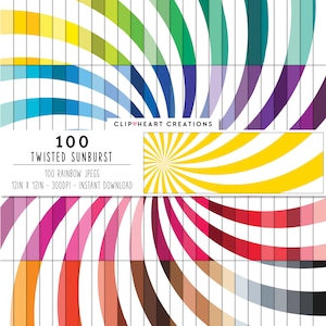 100 Twisted Sunburst Digital Papers, Commercial Use Instant Download Sunburst Pattern Digital Papers, Twisted Starbust Digital Planner Paper