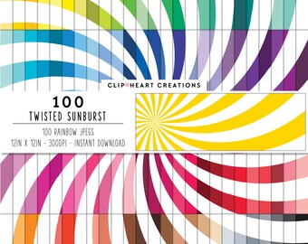 100 Twisted Sunburst Digital Papers, Commercial Use Instant Download Sunburst Pattern Digital Papers, Twisted Starbust Digital Planner Paper