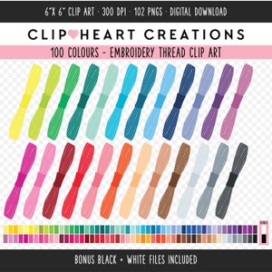 100 Embroidery Thread Clip Art, Commercial Use Instant Download PNG Sewing Thread Digital Clip Art, Rainbow Thread Planner Clipart