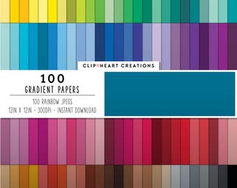 100 Gradient Digital Paper, Commercial Use Instant Download Gradient Color Digital Papers, Gradient Colours Digital Planner Paper Pack