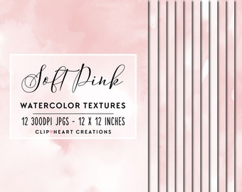 Pink Watercolor Digital Papers, Commercial Use Instant Download Watercolour Digital Paper, Soft Pink Digital Paper, Watercolor Paper