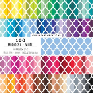 Pack de 100 papiers numériques à motif marocain, utilisation commerciale téléchargement instantané sans soudure papiers numériques marocains arc-en-ciel