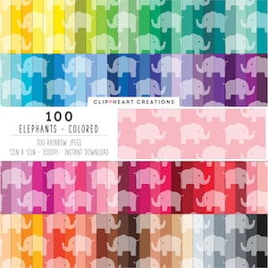 100 olifant patroon digitale papieren, commercieel gebruik naadloze olifanten digitaal papierpakket, getint olifant planner digitaal papier