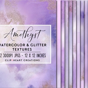 Purple Glitter Watercolor Digital Papers, Commercial Use Instant Download Watercolour Digital Paper, Purple Digital Paper, Glitter Papers