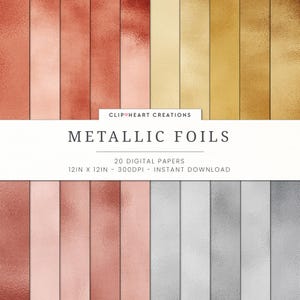 Metallic Foil Digital Papers, kommerzielle Nutzung Instant Download Foil Digital Paper, Rose Gold Digital Paper, Silber Digital Paper