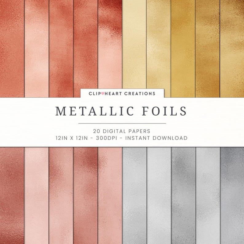 Metallic Foil Digital Papers, Commercial Use Instant Download Foil ...