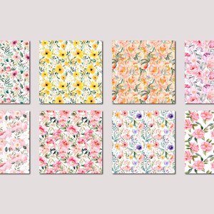 Spring Florals Watercolor Flowers Digital Papers, Seamless Commercial Use Instant Download Spring Flowers Digital Scrapbooking Papers image 8